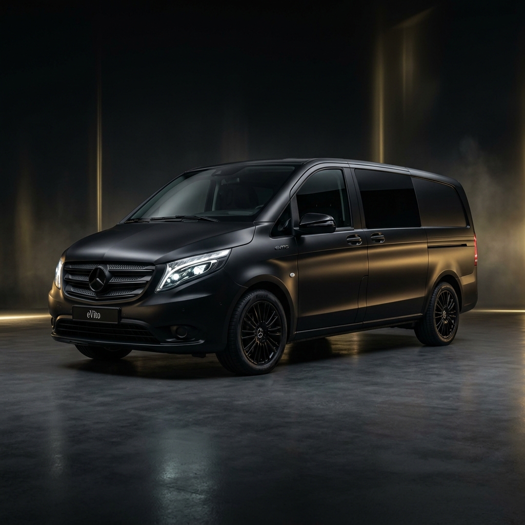 Black Mercedes eVito electric luxury van